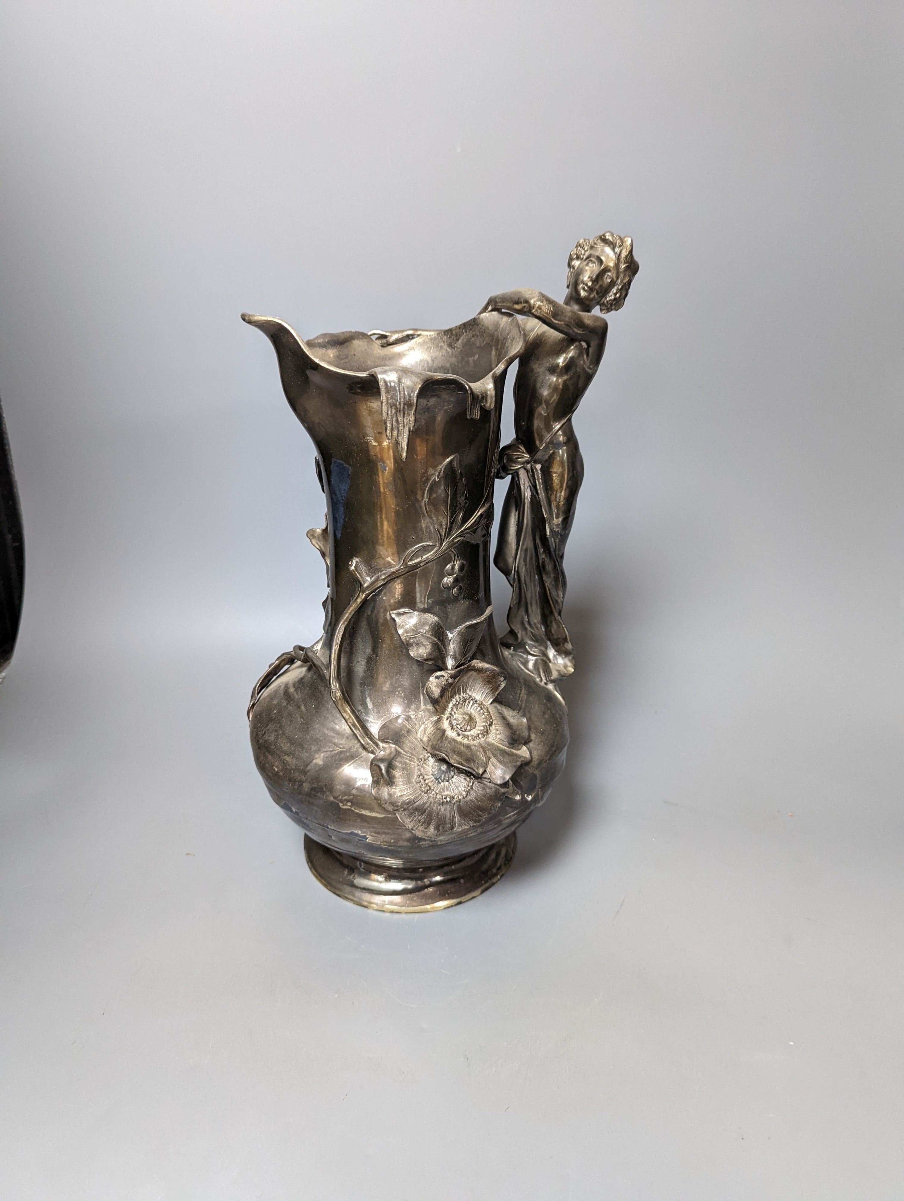 A WMF Jugendstil silver plated figural jug 36cm